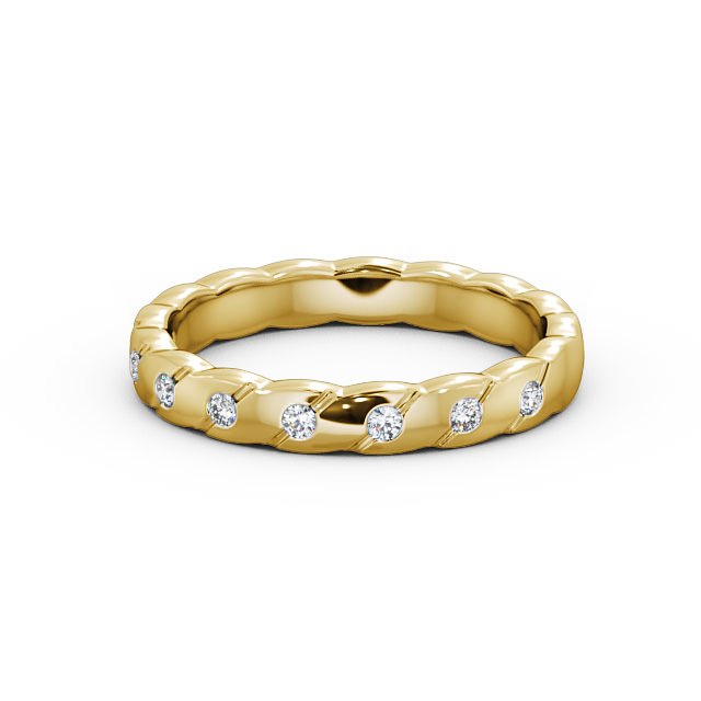 Ladies 0.08ct Round Diamond Wedding Ring 9K Yellow Gold - Ismay WBF14_YG_FLAT
