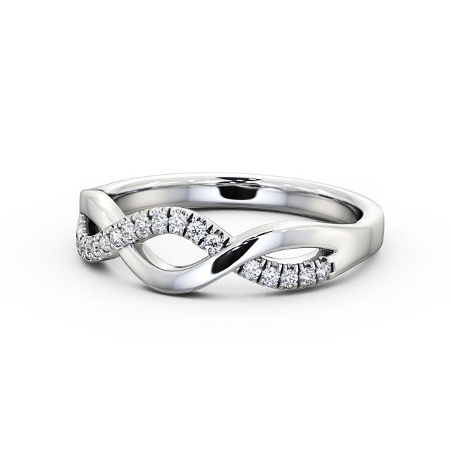 Ladies 0.09ct Round Diamond Wedding Ring 9K White Gold - Bella WBF21_WG_FLAT