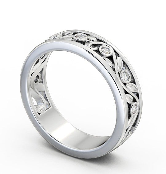 Ladies 0.10ct Round Diamond Wedding Ring 9K White Gold - Marcelle WBF25_WG_THUMB1