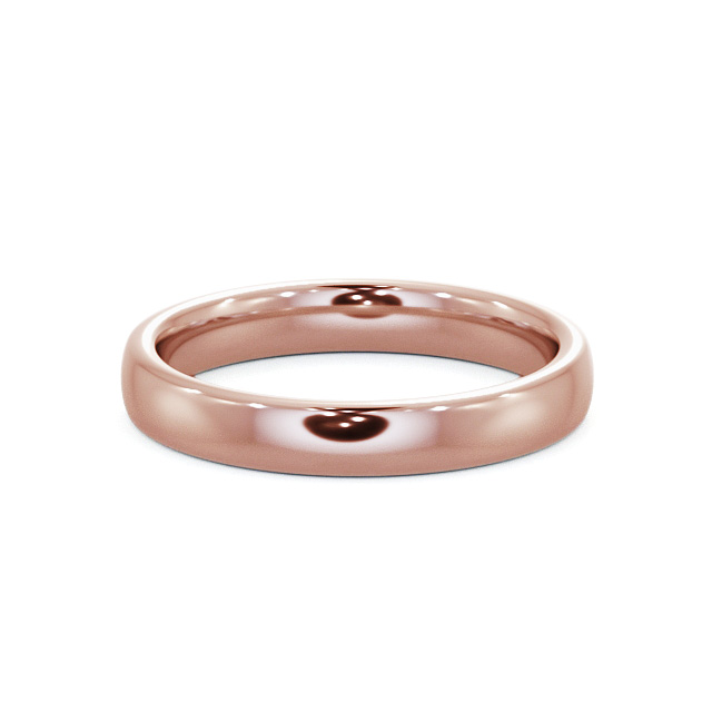 Ladies Plain Wedding Ring 18K Rose Gold - Double Comfort WBF32_RG_FLAT