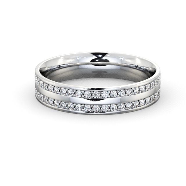 Mens Diamond 0.74ct Wedding Ring 18K White Gold - Tresta WBM12_WG_FLAT