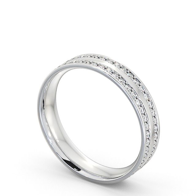 Mens Diamond 0.74ct Wedding Ring 18K White Gold - Tresta WBM12_WG_SIDE
