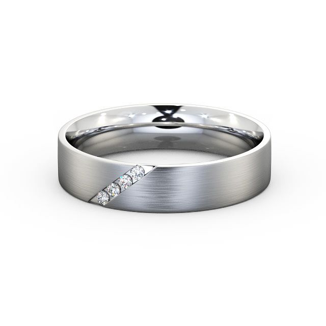 Mens Diamond 0.06ct Wedding Ring 18K White Gold - Budleigh (Matt) WBM14B_WG_FLAT