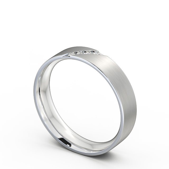 Mens Diamond 0.06ct Wedding Ring 18K White Gold - Budleigh (Matt) WBM14B_WG_SIDE