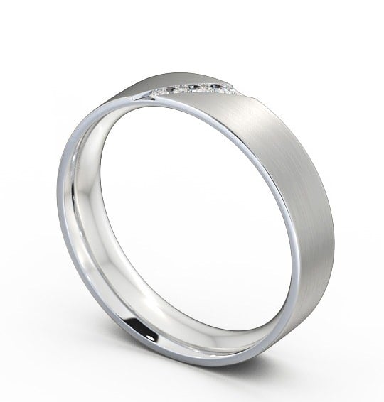 Mens Diamond 0.06ct Wedding Ring 18K White Gold - Budleigh (Matt) WBM14B_WG_THUMB1