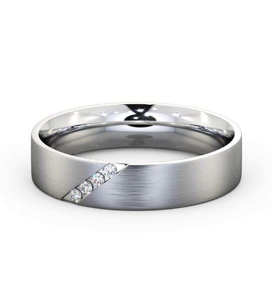  Mens Diamond 0.06ct Wedding Ring 18K White Gold - Budleigh (Matt) WBM14B_WG_THUMB2 