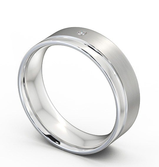 Mens Diamond Wedding Ring 18K White Gold - Olney (Matt) WBM15B_WG_THUMB1