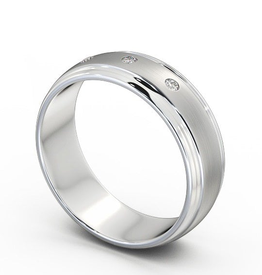  Mens Diamond Wedding Ring 18K White Gold - Sennen (Matt) WBM16B_WG_THUMB1 