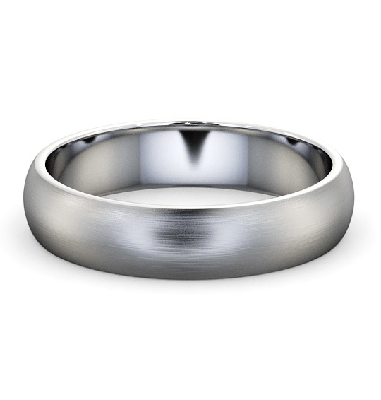  Mens Plain Wedding Ring 18K White Gold - D-Shape (Matt) WBM1B_WG_THUMB2 