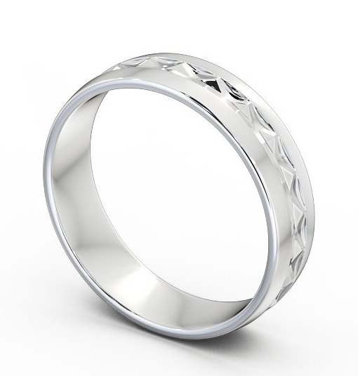 Mens Patterned Wedding Ring 9K White Gold - Costa WBM23_WG_THUMB1