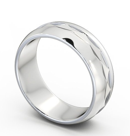 Mens Patterned Wedding Ring 9K White Gold - Gilpin WBM24_WG_THUMB1