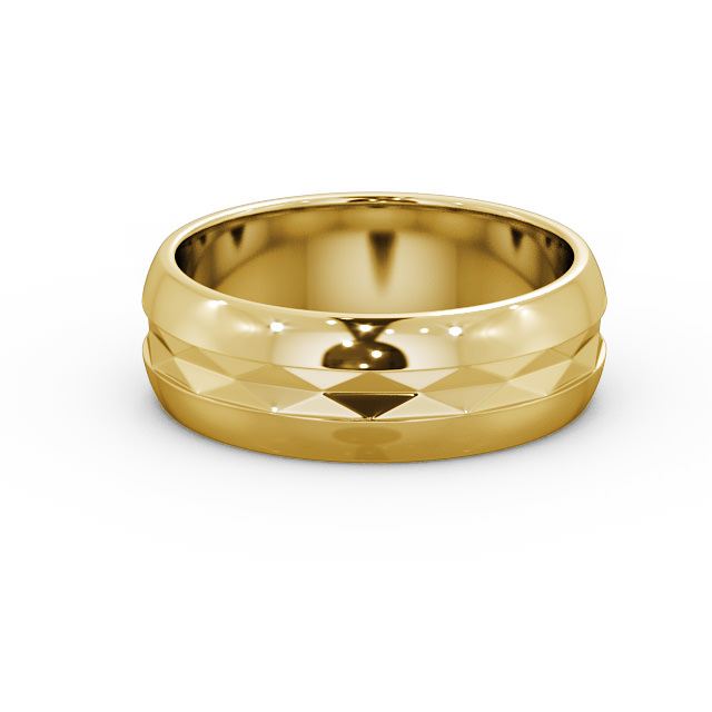 Mens Patterned Wedding Ring 18K Yellow Gold - Gilpin WBM24_YG_FLAT