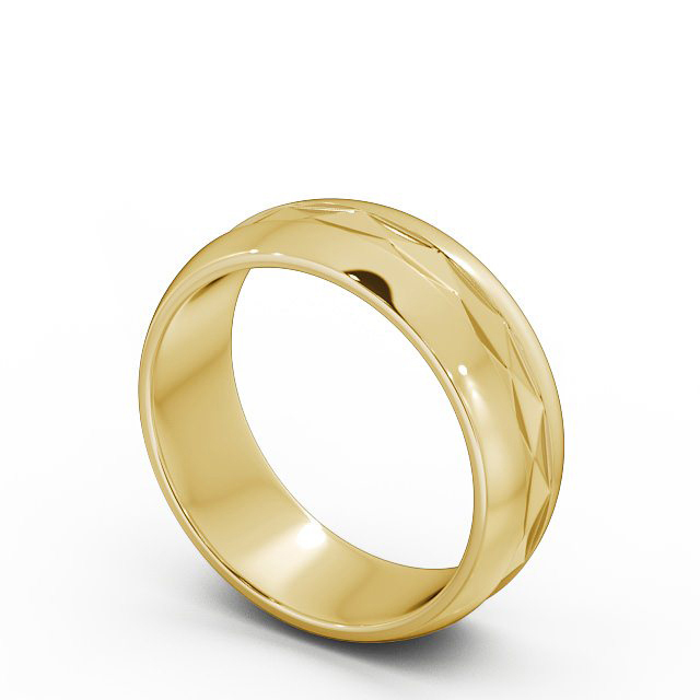 Mens Patterned Wedding Ring 18K Yellow Gold - Gilpin WBM24_YG_SIDE