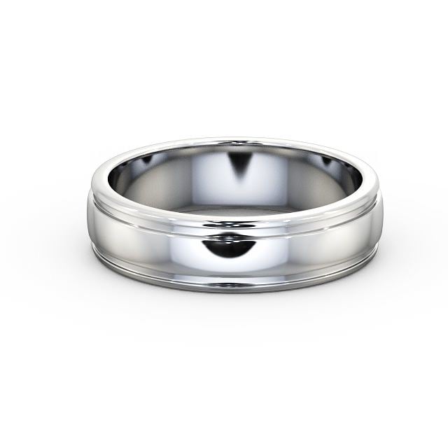 Mens Grooved Wedding Ring Platinum - Halwell WBM26_WG_FLAT