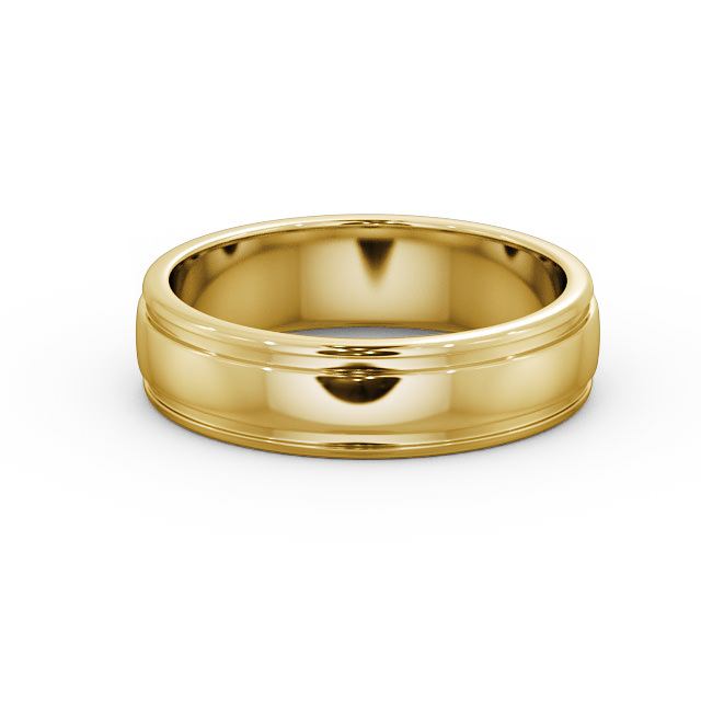Mens Grooved Wedding Ring 18K Yellow Gold - Halwell WBM26_YG_FLAT