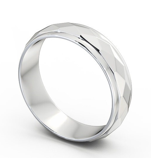 Mens Patterned Wedding Ring 9K White Gold - Kyre WBM27_WG_THUMB1