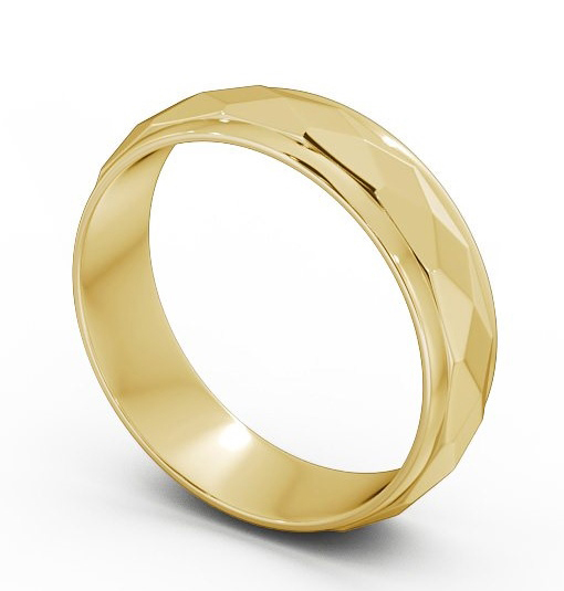 Mens Patterned Wedding Ring 18K Yellow Gold - Kyre WBM27_YG_THUMB1