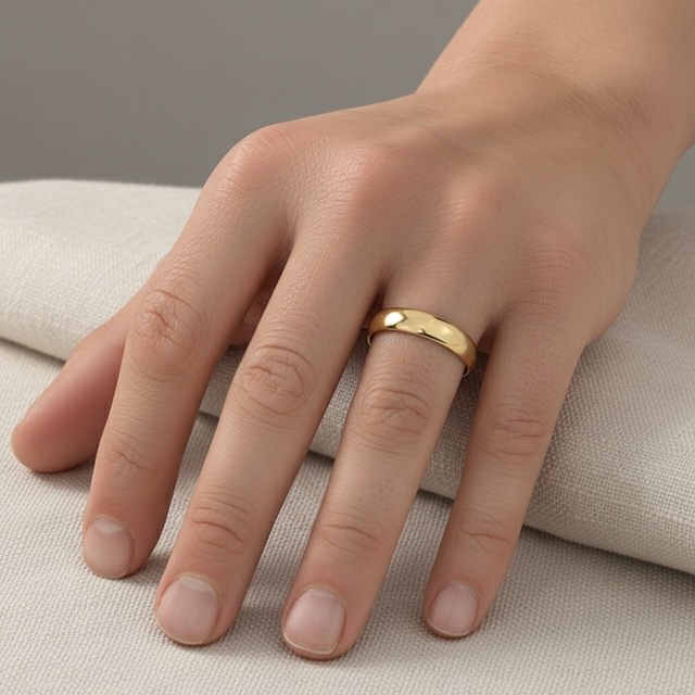 Mens Plain Wedding Ring 9K Yellow Gold Traditional Court
