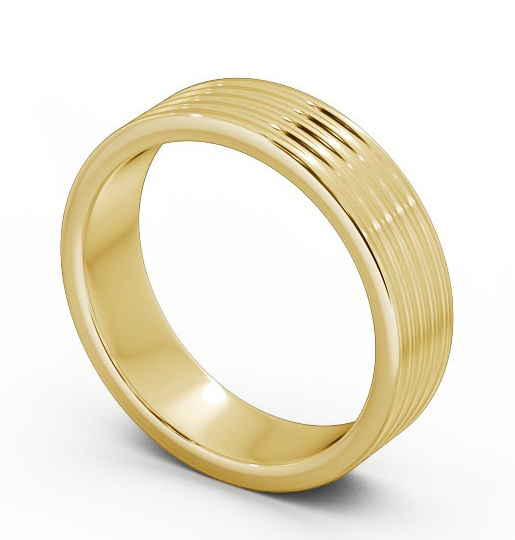 Mens Ribbed Wedding Ring 18K Yellow Gold - Minera WBM31_YG_THUMB1
