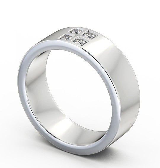  Mens Diamond 0.12ct Wedding Ring 18K White Gold - Newton WBM32_WG_THUMB1 