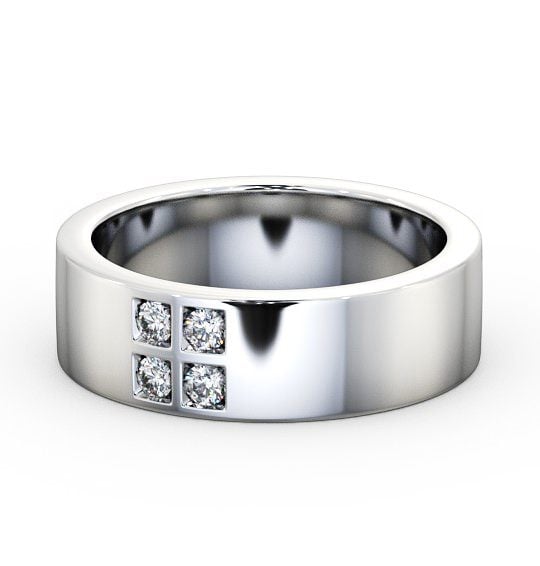  Mens Diamond 0.12ct Wedding Ring 18K White Gold - Newton WBM32_WG_THUMB2 