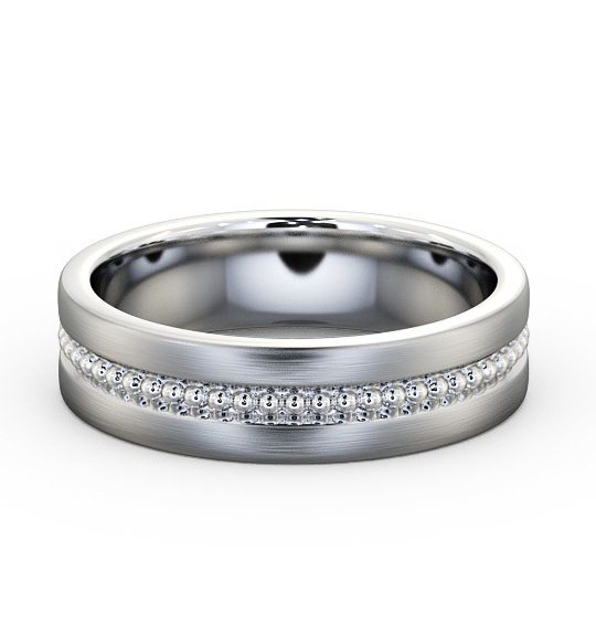  Mens Milgrain Wedding Ring 18K White Gold - Tallow (Matt) WBM35B_WG_THUMB2 