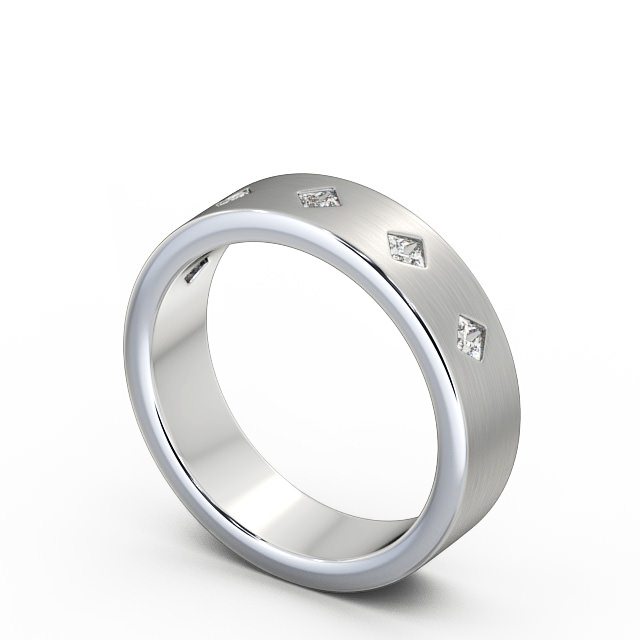 Mens Diamond 0.25ct Wedding Ring 18K White Gold - Aikton (Matt) WBM37B_WG_SIDE