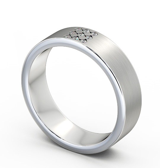  Mens Diamond 0.06ct Wedding Ring 18K White Gold - Barugh (Matt) WBM38B_WG_THUMB1 