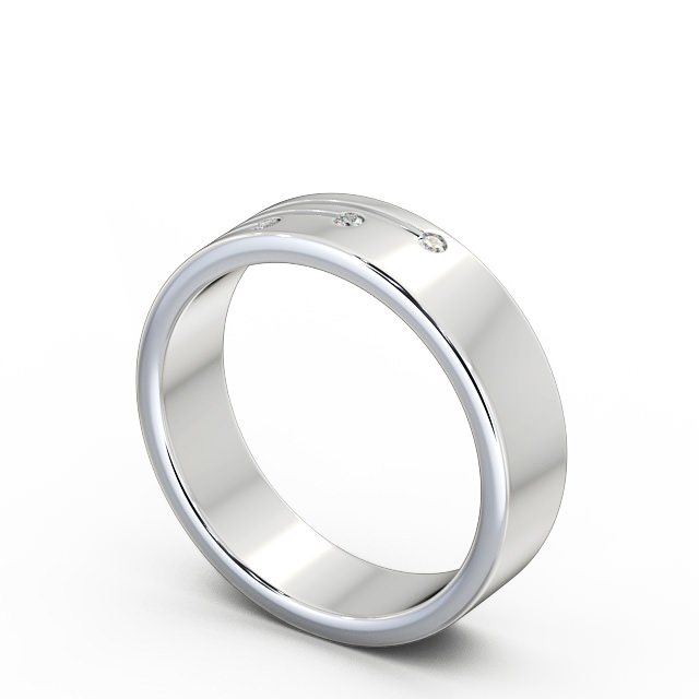 Mens Diamond 0.03ct Wedding Ring 18K White Gold - Dulas WBM40_WG_SIDE