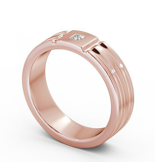 Mens Grooved Diamond Wedding Ring 18K Rose Gold - Friarn WBM41_RG_THUMB1