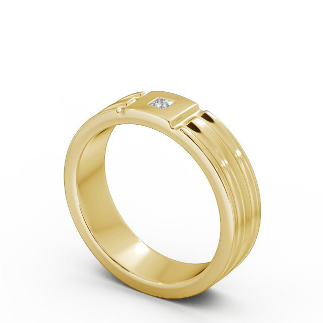 Mens Grooved Diamond Wedding Ring 18K Yellow Gold - Friarn WBM41_YG_SIDE