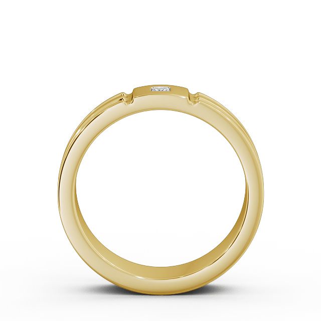 Mens Grooved Diamond Wedding Ring 18K Yellow Gold - Friarn WBM41_YG_UP