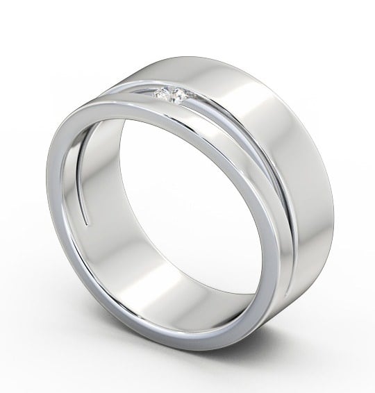  Mens Diamond 0.05ct Wedding Ring 18K White Gold - Gerlan WBM42_WG_THUMB1 