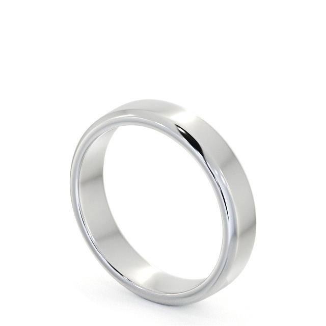 Mens Plain Wedding Ring 18K White Gold - Bevel Edge WBM49_WG_SIDE