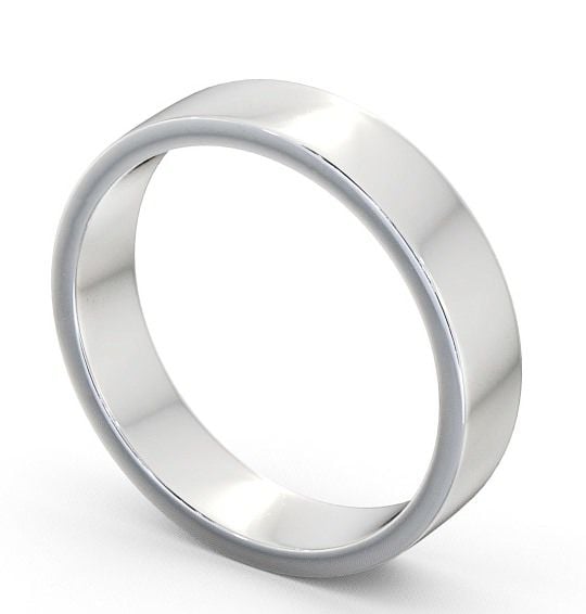 Mens Plain Wedding Ring 18K White Gold - Flat WBM4_WG_THUMB1