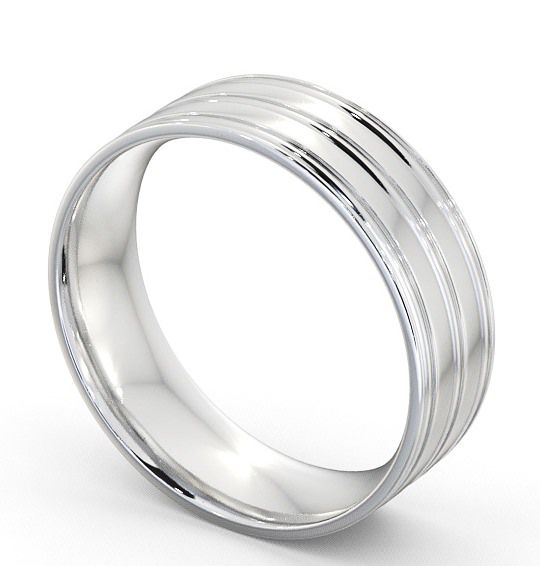 Mens Grooved Wedding Ring 9K White Gold - Raithby WBM8_WG_THUMB1