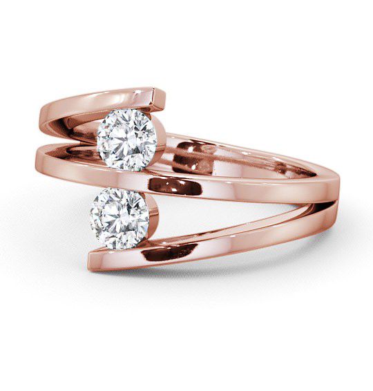  Two Stone Round Diamond Ring 9K Rose Gold - Alena AD1_RG_THUMB2 
