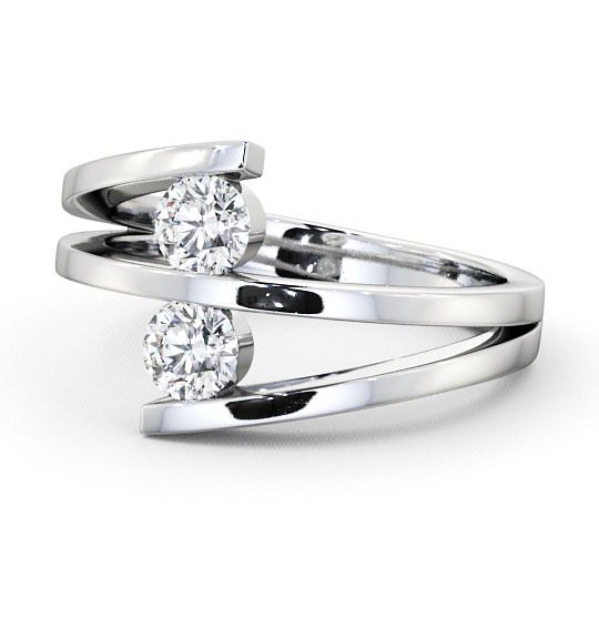  Two Stone Round Diamond Ring 18K White Gold - Alena AD1_WG_THUMB2 