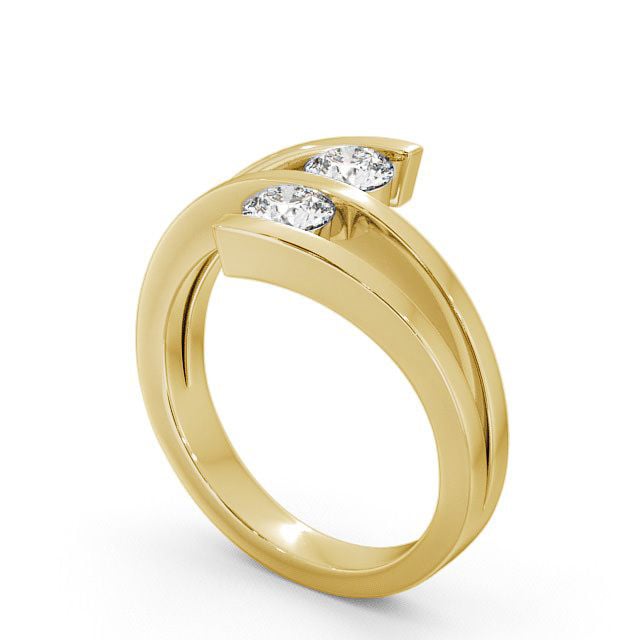 Two Stone Round Diamond Ring 9K Yellow Gold - Alena AD1_YG_SIDE