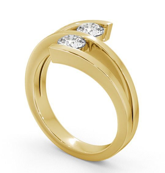 Two Stone Round Diamond Ring 18K Yellow Gold - Alena AD1_YG_THUMB1