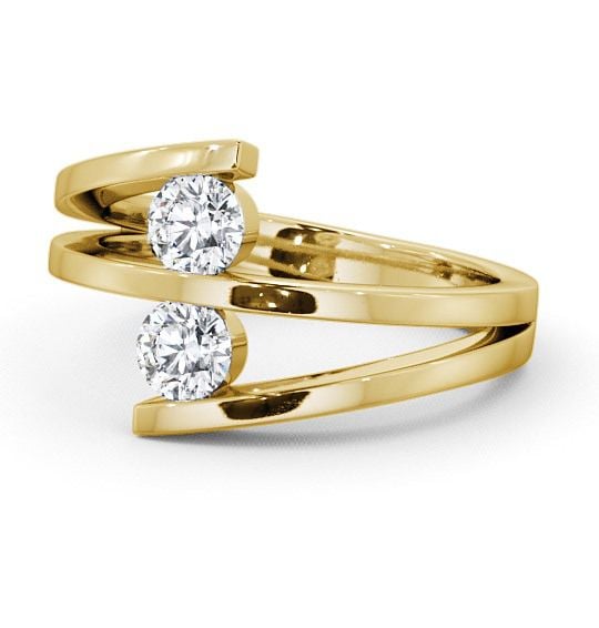  Two Stone Round Diamond Ring 18K Yellow Gold - Alena AD1_YG_THUMB2 
