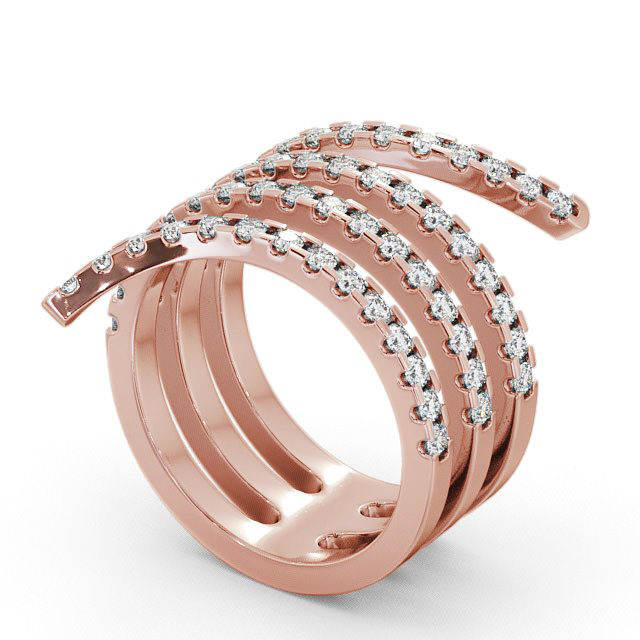Spiral Round Diamond 0.95ct Cocktail Ring 18K Rose Gold - Palma AD2_RG_SIDE