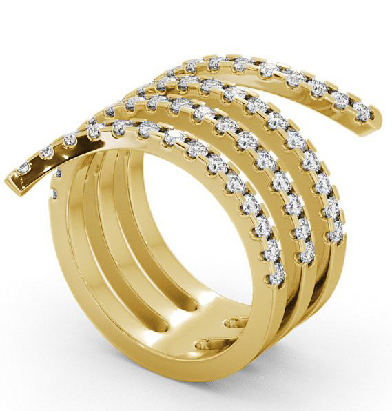 Spiral Round Diamond 0.95ct Cocktail Ring 18K Yellow Gold AD2_YG_THUMB1