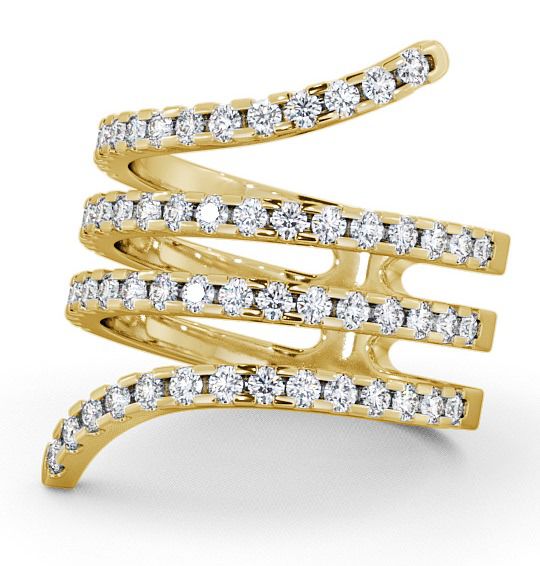  Spiral Round Diamond 0.95ct Cocktail Ring 18K Yellow Gold - Palma AD2_YG_THUMB2 