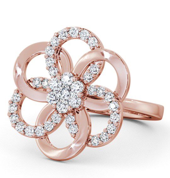  Floral Round Diamond 0.42ct Cocktail Ring 18K Rose Gold - Estella AD3_RG_THUMB2 