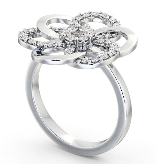 Floral Round Diamond 0.42ct Cocktail Ring Palladium AD3_WG_THUMB1