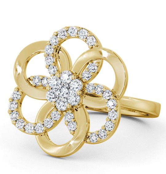 Floral Round Diamond 0.42ct Cocktail Ring 18K Yellow Gold - Estella AD3_YG_THUMB2 