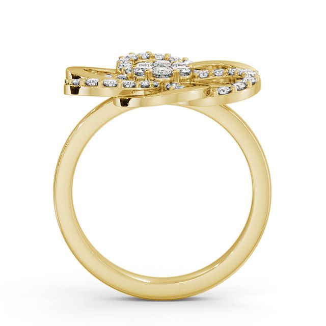 Floral Round Diamond 0.42ct Cocktail Ring 18K Yellow Gold - Estella AD3_YG_UP