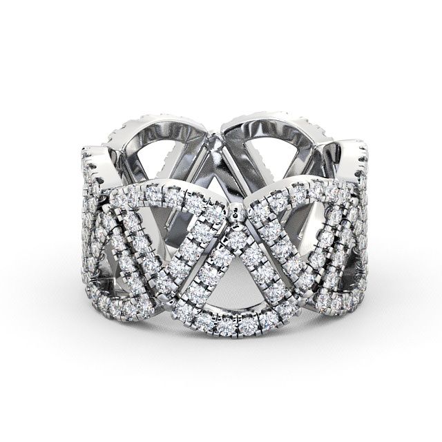 Cluster Diamond 0.95ct Cocktail Ring 18K White Gold - Ivana AD4_WG_FLAT