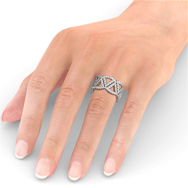 Cluster Diamond 0.95ct Cocktail Ring Palladium - Ivana AD4_WG_HAND